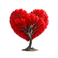 cuore forma albero rosso ai generativo png