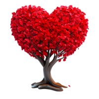 corazón forma árbol rojo ai generativo png