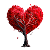 corazón forma árbol rojo ai generativo png