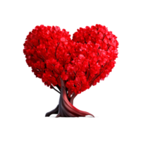 corazón forma árbol rojo ai generativo png