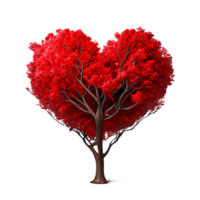 cuore forma albero rosso ai generativo png