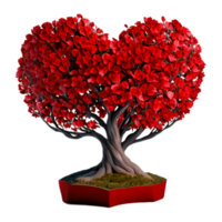 corazón forma árbol rojo ai generativo png