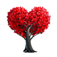 corazón forma árbol rojo ai generativo png