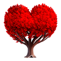 corazón forma árbol rojo ai generativo png