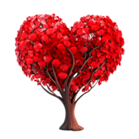 cuore forma albero rosso ai generativo png