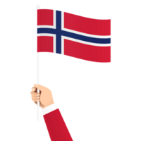 main en portant Norvège nationale drapeau isolé transparent Facile illustration png