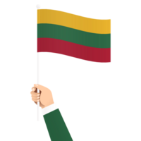main en portant Lituanie nationale drapeau isolé transparent Facile illustration png