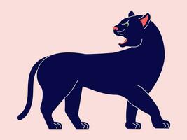 Panther. Vector illustration of a panther in flat style. Minimalism. Simple smooth shapes.