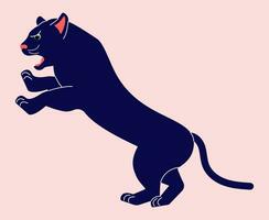 Panther in a jumping pose. Vector illustration of a panther in flat style. Minimalism. Simple smooth shapes.