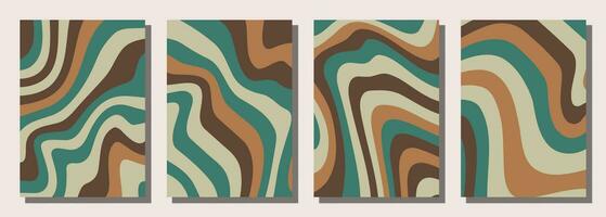 Abstract psychedelic groovy set background. vector