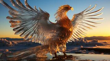 Spectacular ice phoenix about to ascend under the enchanting morning sun photo