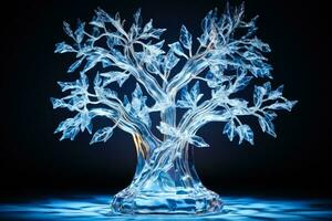 brillante ligero esclarecedor intrincado hielo escultura aislado en un degradado antecedentes foto