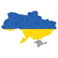 Map of Ukraine with Ukraine national flag png