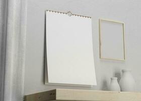 potrait desk calendar with blank of paper suitable for calendar design presentation photo