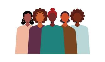 Black Community People. African Male and Female Character Gathered Together Illustration vector