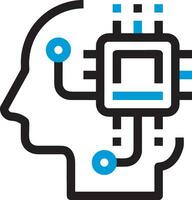 Artificial Intelligence icon symbol vector image. Illustration of the brain robot learning human smart algorithm design image.