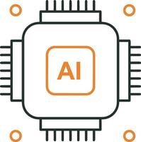 Artificial Intelligence icon symbol vector image. Illustration of the brain robot learning human smart algorithm design image.