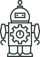 Artificial Intelligence icon symbol vector image. Illustration of the brain robot learning human smart algorithm design image.