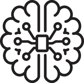 Artificial Intelligence icon symbol vector image. Illustration of the brain robot learning human smart algorithm design image.