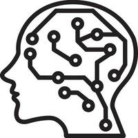 Artificial Intelligence icon symbol vector image. Illustration of the brain robot learning human smart algorithm design image.