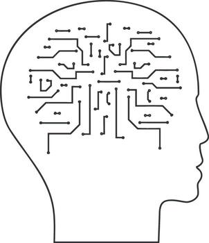 Artificial Intelligence icon symbol vector image. Illustration of the brain robot learning human smart algorithm design image.