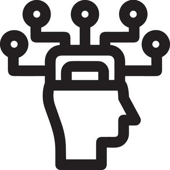 artificial inteligencia icono símbolo vector imagen. ilustración de el cerebro robot aprendizaje humano inteligente algoritmo diseño imagen.