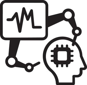 Artificial Intelligence icon symbol vector image. Illustration of the brain robot learning human smart algorithm design image.