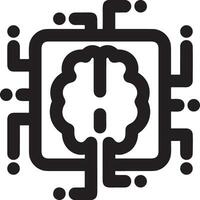 Artificial Intelligence icon symbol vector image. Illustration of the brain robot learning human smart algorithm design image.