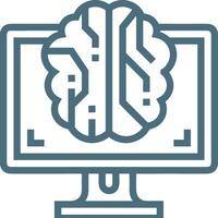 Artificial Intelligence icon symbol vector image. Illustration of the brain robot learning human smart algorithm design image.