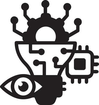 Artificial Intelligence icon symbol vector image. Illustration of the brain robot learning human smart algorithm design image.