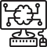 Artificial Intelligence icon symbol vector image. Illustration of the brain robot learning human smart algorithm design image.