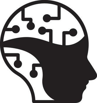 artificial inteligencia icono símbolo vector imagen. ilustración de el cerebro robot aprendizaje humano inteligente algoritmo diseño imagen.