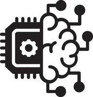 Artificial Intelligence icon symbol vector image. Illustration of the brain robot learning human smart algorithm design image.