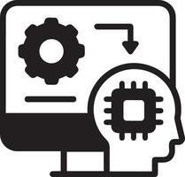 Artificial Intelligence icon symbol vector image. Illustration of the brain robot learning human smart algorithm design image.