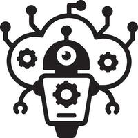 Artificial Intelligence icon symbol vector image. Illustration of the brain robot learning human smart algorithm design image.