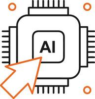 Artificial Intelligence icon symbol vector image. Illustration of the brain robot learning human smart algorithm design image.