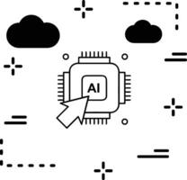 Artificial Intelligence icon symbol vector image. Illustration of the brain robot learning human smart algorithm design image.