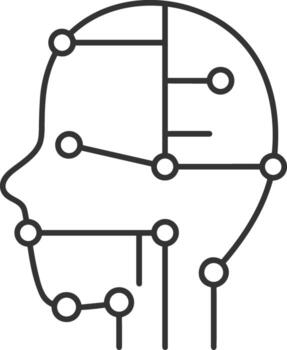 Artificial Intelligence icon symbol vector image. Illustration of the brain robot learning human smart algorithm design image.