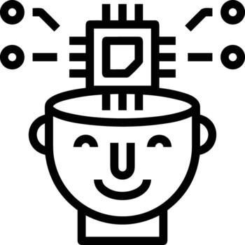 artificial inteligencia icono símbolo vector imagen. ilustración de el cerebro robot aprendizaje humano inteligente algoritmo diseño imagen.