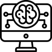 Artificial Intelligence icon symbol vector image. Illustration of the brain robot learning human smart algorithm design image.