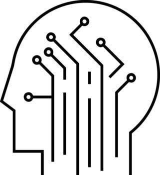 Artificial Intelligence icon symbol vector image. Illustration of the brain robot learning human smart algorithm design image.