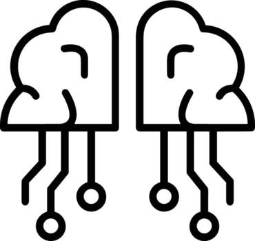 artificial inteligencia icono símbolo vector imagen. ilustración de el cerebro robot aprendizaje humano inteligente algoritmo diseño imagen.