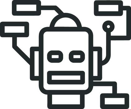 artificial inteligencia icono símbolo vector imagen. ilustración de el cerebro robot aprendizaje humano inteligente algoritmo diseño imagen.