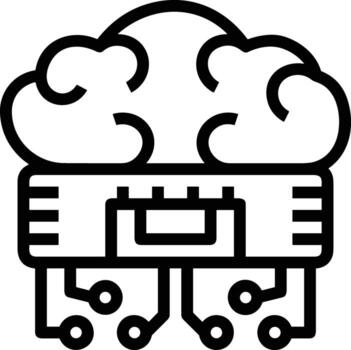 Artificial Intelligence icon symbol vector image. Illustration of the brain robot learning human smart algorithm design image.