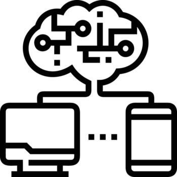 Artificial Intelligence icon symbol vector image. Illustration of the brain robot learning human smart algorithm design image.