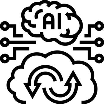 Artificial Intelligence icon symbol vector image. Illustration of the brain robot learning human smart algorithm design image.