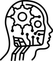 Artificial Intelligence icon symbol vector image. Illustration of the brain robot learning human smart algorithm design image.