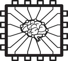 Artificial Intelligence icon symbol vector image. Illustration of the brain robot learning human smart algorithm design image.