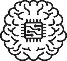 Artificial Intelligence icon symbol vector image. Illustration of the brain robot learning human smart algorithm design image.