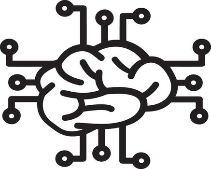 artificial inteligencia icono símbolo vector imagen. ilustración de el cerebro robot aprendizaje humano inteligente algoritmo diseño imagen.
